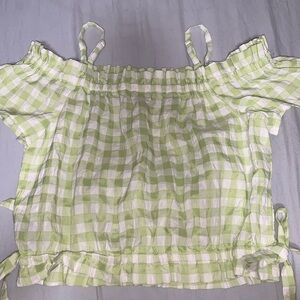 Plaid off the shoulder top